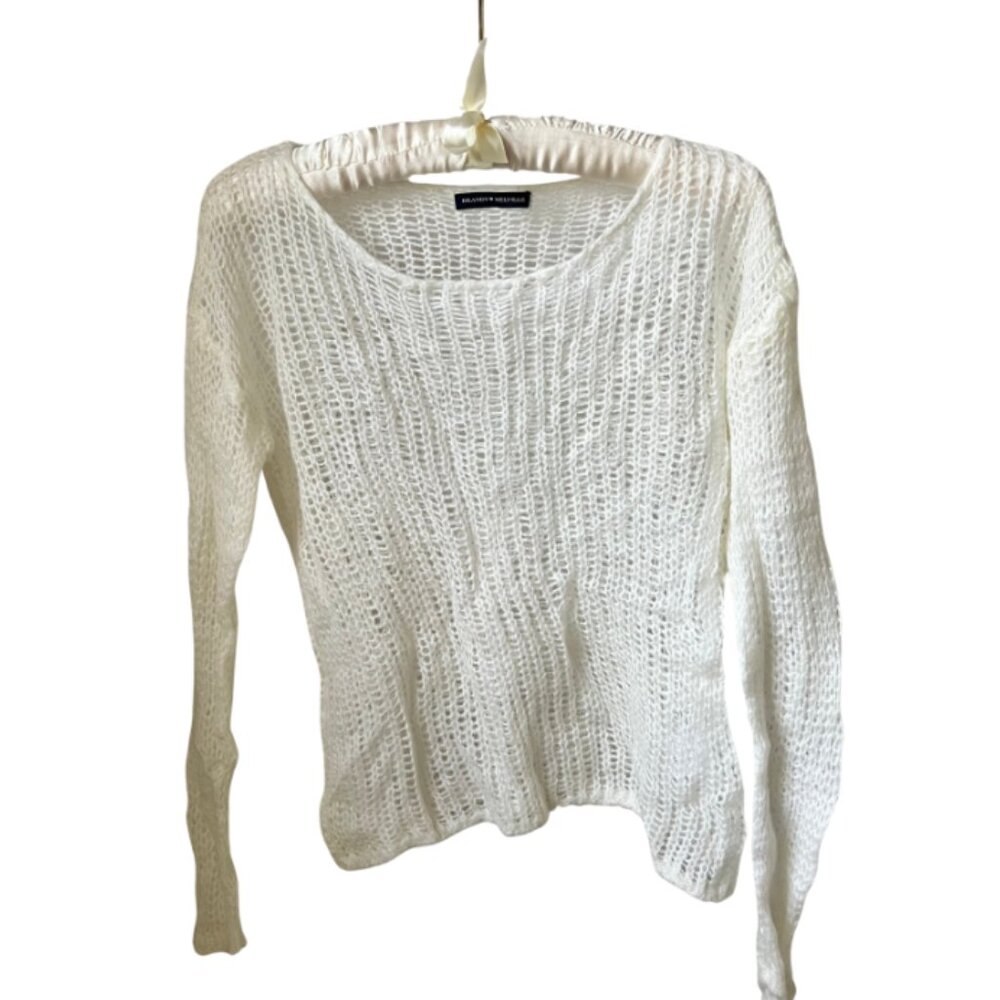 Brandy Melville Women's White Sheer Knit Sweater